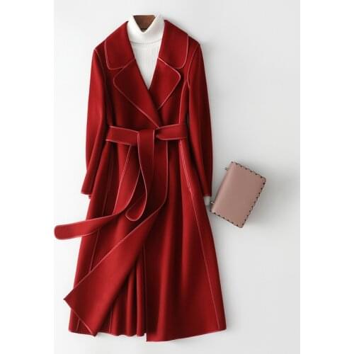 Red Double Faced Tweed Sweet Tweed Coat Long Womens Coat 2021 New Fashion Design Sense Minority Coat
