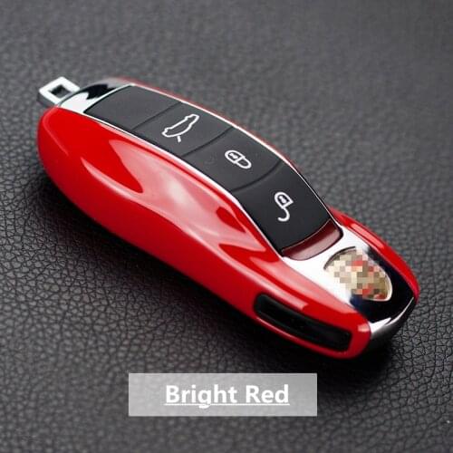Red Car FOB Remote Key Case Key Cover Modified Key Shell Replace for Porsche Cayenne Macan 911 Carrera Boxster Cayman Panamera