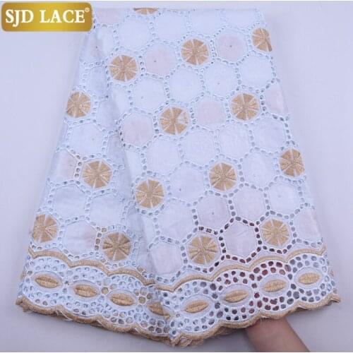 SJD LACE African Bazin riche Fabric With Brode Latest Fashion Embroidery Bazin Lace Fabric With Stones Cotton For Wedding A1948