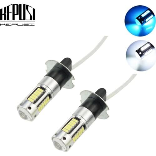 2pcs White blue 30-SMD 4014 H3 LED Replacement Bulbs For Car Fog Lights Running Lights Lamps H3 LED Auto Lamp Car styling
