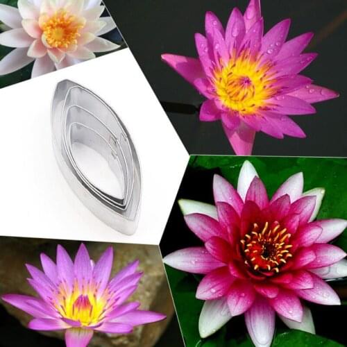 Nymphaea Petals 4Pcs Stainless Steel Cookie Cutter Pastry & Biscuit Baking Cutter Cake Decorating Tool Cupcake Mold Fondant Tool