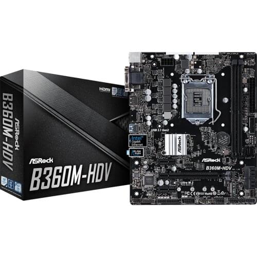Full new ASROCK B360M-HDV Eight Generation Core Board LGA1151 B360 DDR4 Support 8700