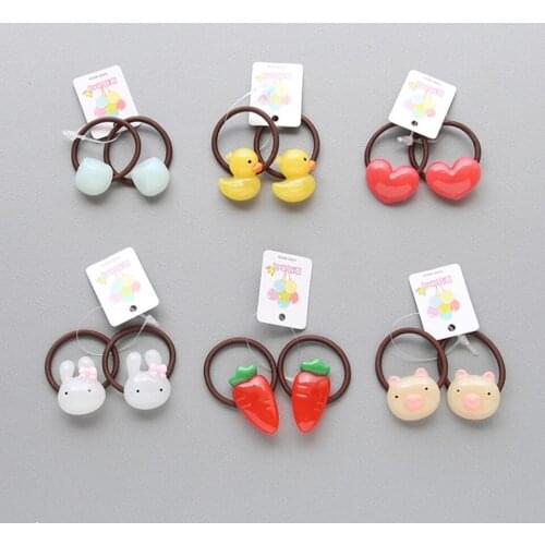 Cute Cartoon Little Girls' Duck Bunny Carrot Hair Ties Heart Hair Hands For Kids Hair Accessories HT049