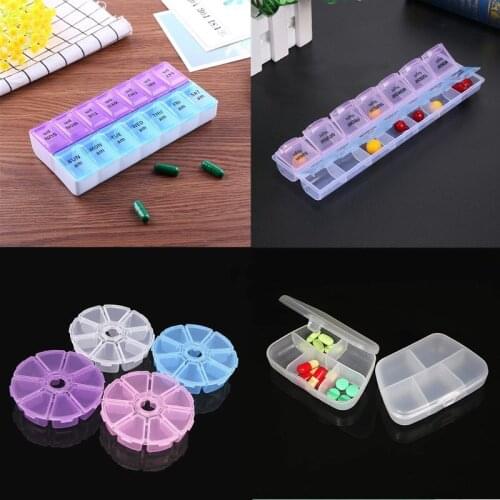 2021 Grids 7 Days Weekly Pill Case Medicine Tablet Dispenser Organizer Convenient Pill Box Splitters Pill Storage Organizer