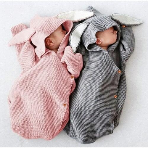 LZH 2021 Autumn Winter Baby Long Sleeve Hooded Sleeping Bag Newborn Knitted Blanket Infant Envelope For Statement Baby Clothes