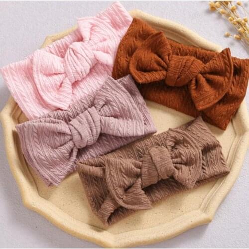 Baby girls Cable Bow Headband for Child Bowknot Headwear Nylon Turban for Kids Elastic girls Headwrap Baby Hair Accessories