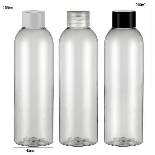 200ml transparent pet bottle with plastic cap and insert 200cc clear shampoo cream bottle 200ml Cosmetic packaging