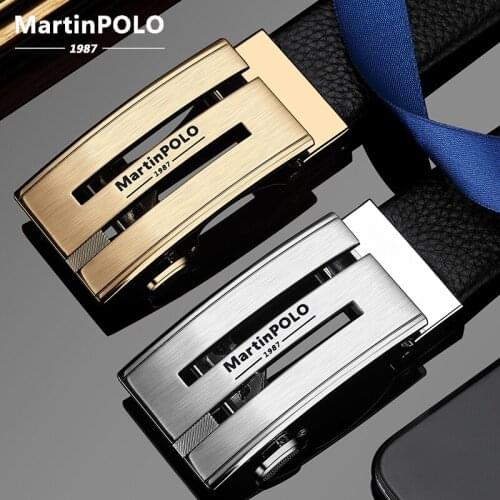 MARTINPOLO Mens Belts for Men Genuine Leather Belt Cowskin Automatic Buckle Business Trouser Strap Pant Ceinture Homme MP4301P