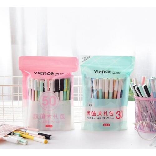 30pcs/bag Small Fresh Gel Pen Student with Signature Pen 0.5mm Korean Stationery Cute Cartoon Black Ink Pen School Supplies