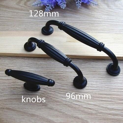 96mm 128mm modern simple black furniture handles matte black kitchen cabinet wardrobe door handles antique black drawer knobs