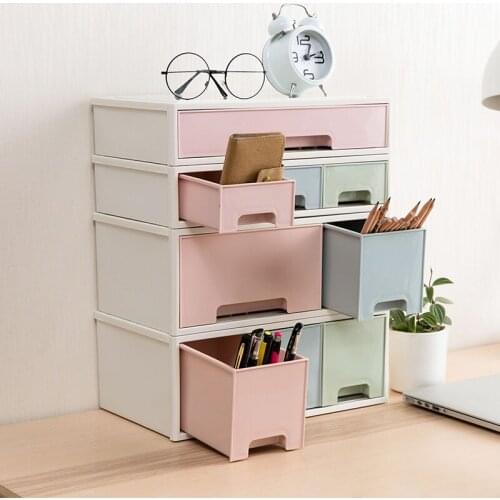 Stacking Drawer Type Multi-layer Combination Storage Cabinet Plastic Compartment Finishing Box Desktop Cosmetics Storages Boxes