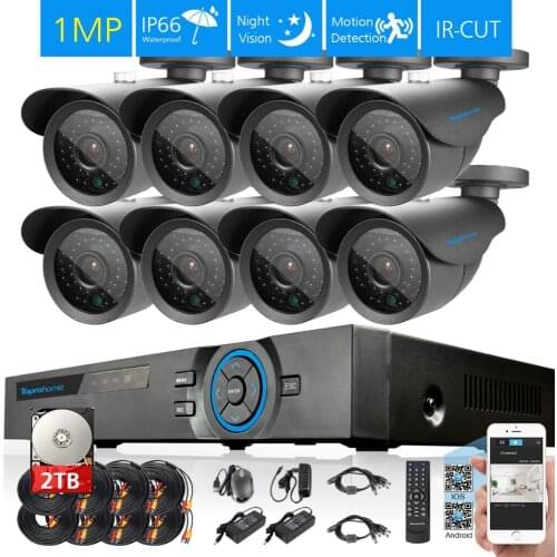 TOPROHOIME 8channel AHD 1.0MP 720P security IP66 in/outdoor camera CCTV System 8ch Video Surveillance HDMI 1080P AHD system