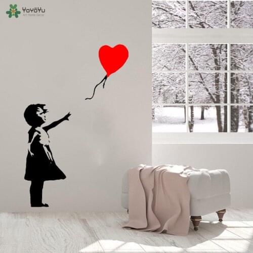 YOYOYU Wall Decal Girl With Balloon Vinyl Sticker Banksy Street Graffiti Art Gallery Art Decor Wall Mural Kids Room Poster QQ202