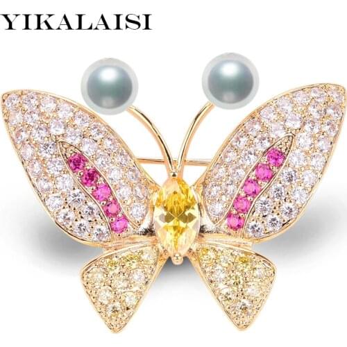 YIKALAISI Pearl Brooch Natural Oblate Pearl jewelry 8-9mm Brooch Pin For Women wholesale