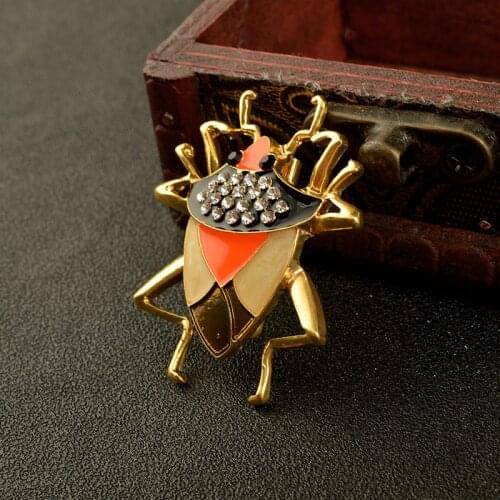 MZC Rhinestone Animal Brooches Beetle Brooch and Enamel Pins for Women Birthday Party cute Broshes Fashion Jewelry Accessories