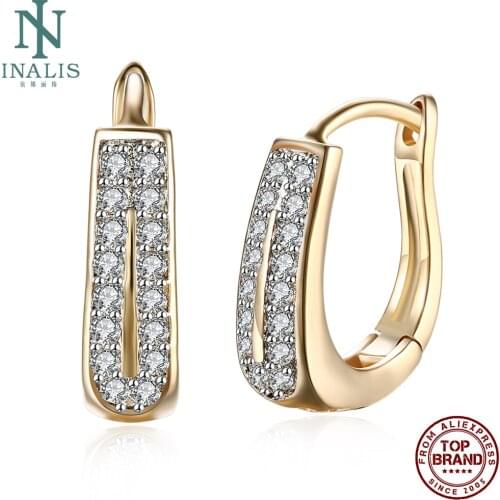 INALIS Double Row Zirconia Stud Earrings For Women Personality Romantic Fashion Jewelry Earring Classic Party Gift New Arrivals