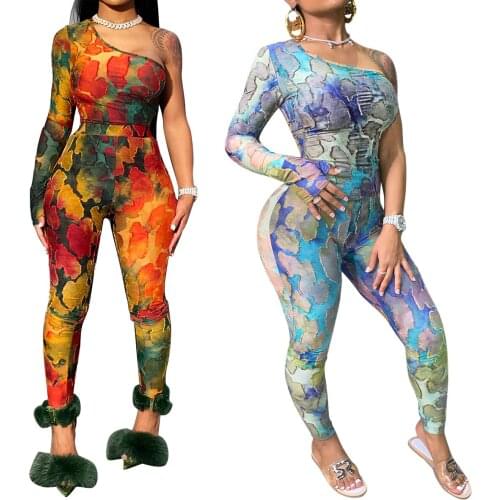 2020 New Fashion Womens Printed Set Water Color Blouse Splash Pigment Leggings Off-Shoulder Shirt Individuality Clothes Suits