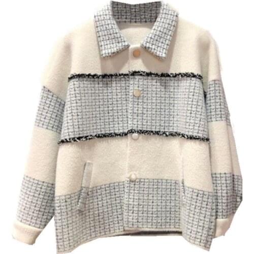 Womens Autumn Winter Cardigan Soft Warm Sweater Button Elegant Knitted Jacket Waterproof Mink Warm Knitted Jacket 2021 New