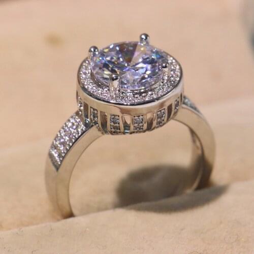 Size 5-10 Luxury Jewelry 925 Sterling Silver Round Cut White AAAAA Cubic Zircon Promise Eternity Women Fashion Ring Gift