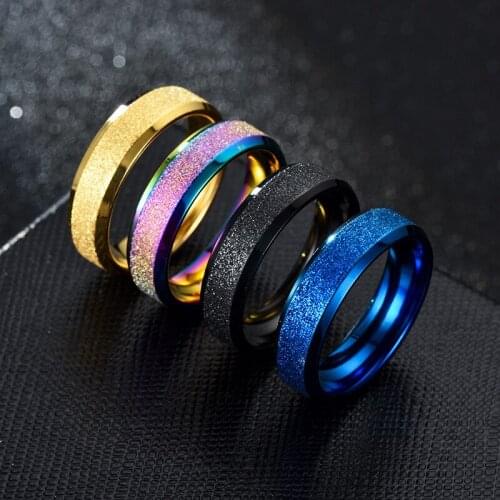 1 Pcs Classic Scrub Stainless Steel Wedding Women Men Ring 6mm Wide Polished Inside