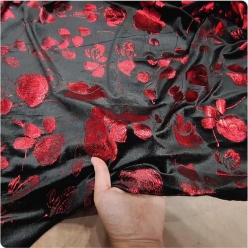2020 red floral High-grade Stretch Bronzing Gold Velvet Cheongsam Dress Suit Fabric