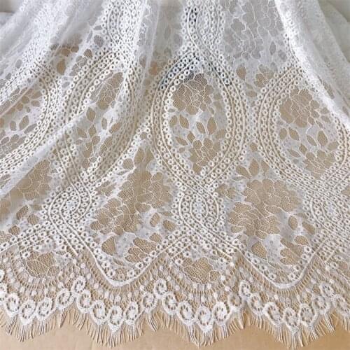 3M / Lot Vintage Oval Style French Eyelash Scallop Lace Fabric DIY Lace Wedding Dress Bridal Gown Baptism Summer Boho Dress