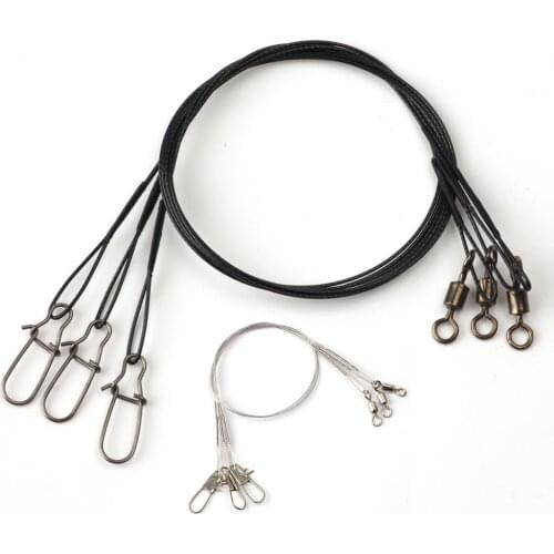 3pcs/lot Steel Fishing Lure Trace Rope Wire Leader With Swivel Fishing Accessory Leadcore Leash Fishing Line Swivel Snap leader