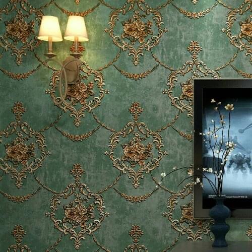 3D Pastoral Flower Non-woven Wallpaper Green European Style Bedroom Living Room Sofa TV Background Wallpaper Papel De Parede A&B