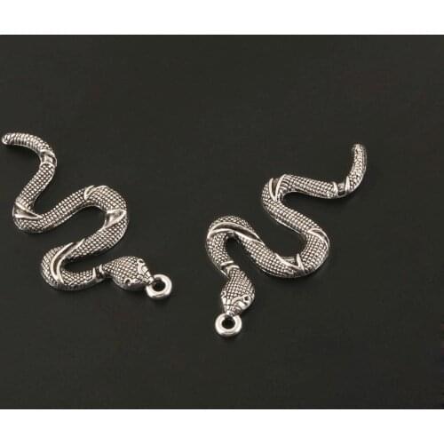 5Pcs Charms Snake Cobra Silver Color Pendant For Making Animal Connector Bracelet Necklaces Jewelry Wholesale