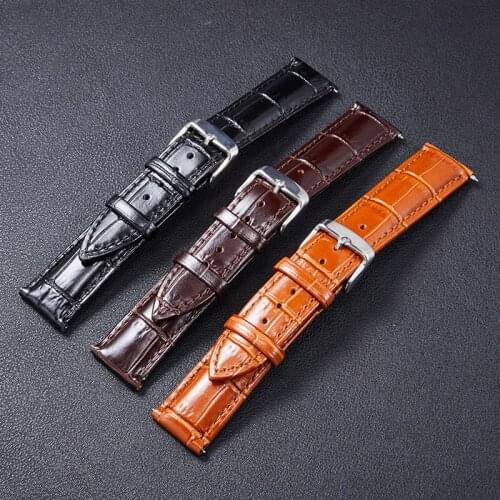 2020 leather strap shiny double-sided leather strap quick release switch raw ear watch with pin buckle strap watch accessories