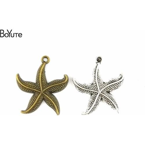 BoYuTe (50 Pieces /lot) 23MM Antique Bronze Silver Plated Zinc Alloy Starfish Charms Pendants for Diy Jewelry Findings Making