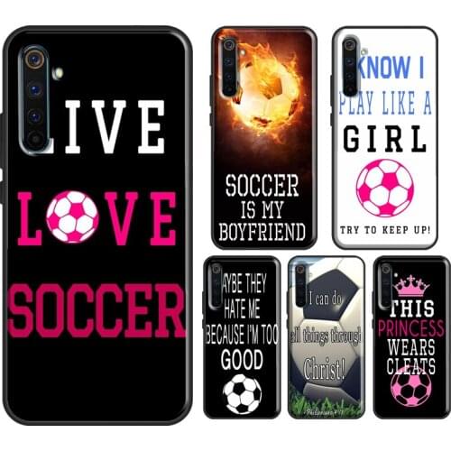 Soccer Girl Quote Pink Ball Futbol Case For Realme 8 Pro 6 7 Q3 Pro GT Neo C21 C3 Phone Cover For OnePlus 9 Pro 7T 8T 9R Nord