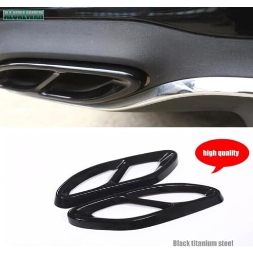 Black Stainless Steel Dual Exhaust End Tip Pipe Trim fit For Mercedes Benz C Class W205 C200 C220d C250 C250d 2015 2016 2017