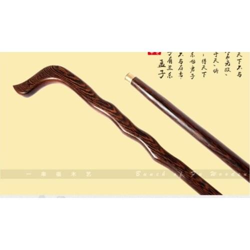 Filial piety elderly The old wood embossed quality wooden mahogany cane alpenstock stick Natural crutches, whole wood processing