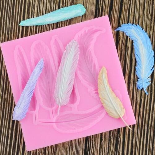 Leaves Feather Shape 3D Craft Relief Chocolate Confectionery Silicone Mold Fondant Cake Kitchen Decorating DIY Tools