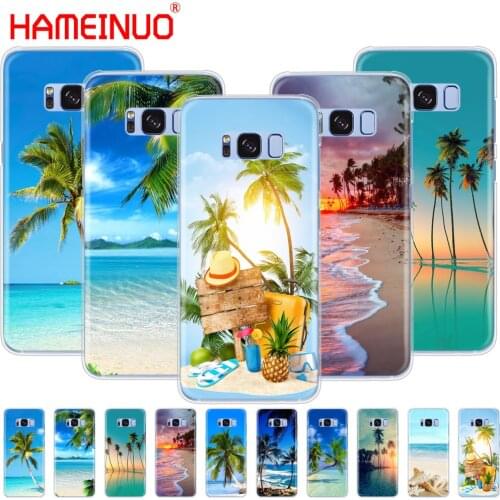 HAMEINUO summer Beach Scene at Sunset on sea Palm Tree phone case cover for Samsung Galaxy S9 S7 edge PLUS S8 S6 S5 S4 S3 MINI