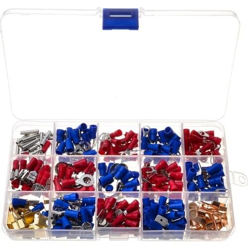 300pcs/Set Insulated Crimp Terminator Electrical Cable Wire Rolled Copper Terminals Assorted Red Blue Butt Connectors Kit