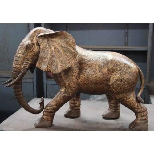 Chinese Palace Chinese Copper Bronze Lucky Elephant Peace statuary Statue Pair