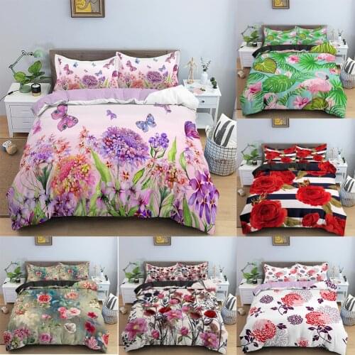 Rose Flower Duvet Cover Set Women Bedding Sets 2/3 Pcs King Queen Sizes Print Comforter Sets Bed Linen Sets Mothers Gifts