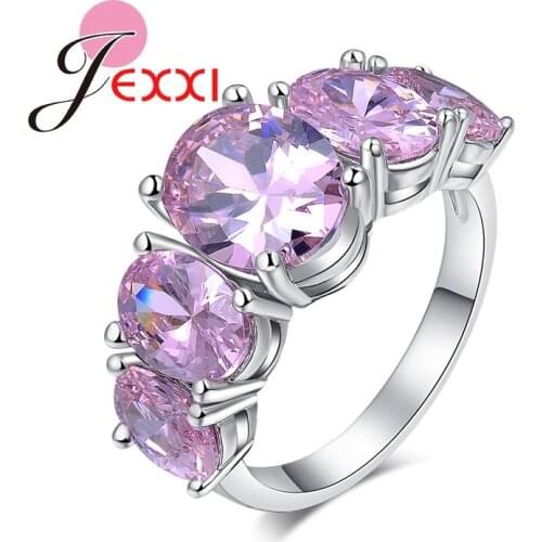 Love Purple Cubic Zirconia Women Wedding Rings Fashion 925 Sterling Silver Proposal Rings For Engagement Jewelry Accessory