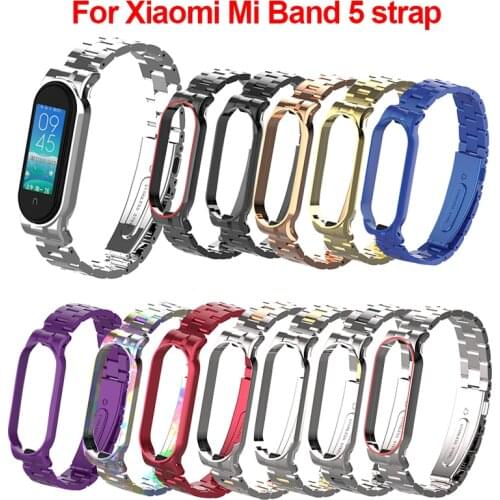 Metal Strap For Xiaomi Mi Band 5 Screwless Stainless Steel Bracelet Wristbands Replace Accessories For Mi Band 5