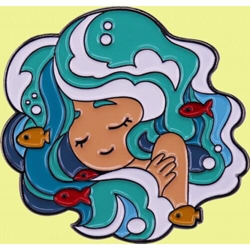 Mermaid Sea Fish Fantasy Ocean blue Girl enamel pin brooch