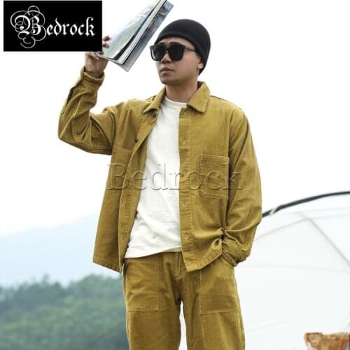 MBBCAR 1920S retro porter corduroy tooling shirt Ami Kaki corduroy casual jacket male 3021