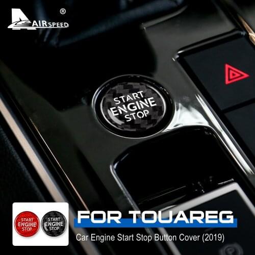 AIRSPEED for Volkswagen VW Touareg Accessories Carbon Fiber Sticker Interior Trim Car Engine Start Button Ignition Device Cover