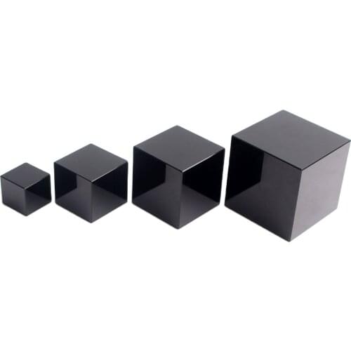 1PC Natural Black Obsidian Block Crystal Square Shaped Pendant Cute Healing Gift Decoration