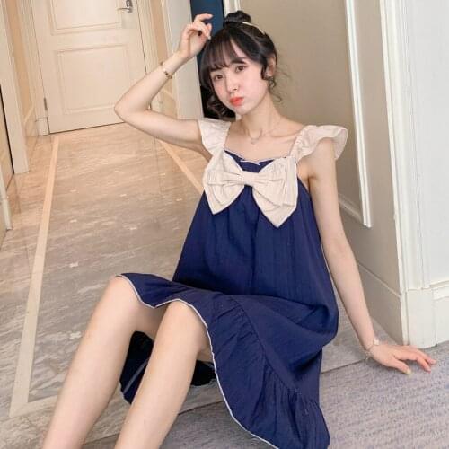 New Summer Ladies Nightdress Woven Bowknot Sling Lovely Nightdress Night Gown Sleepwear Women Sleep Tops Sexy Nightwear