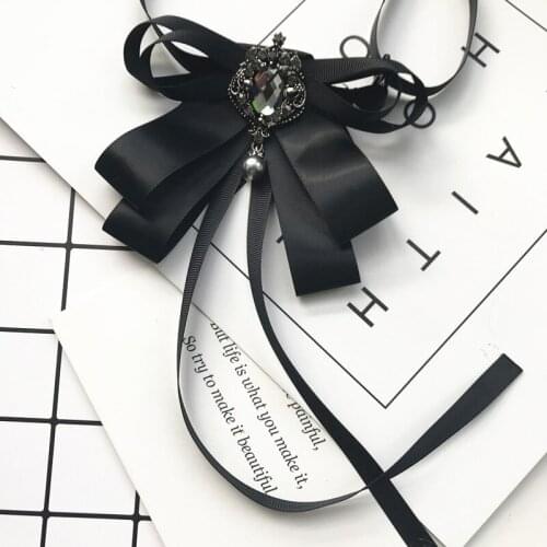 New Woman Brooches Ribbon Bowknot Man Brooch Shiny Rhinestone Fashion Bow Tie Wedding Jewelry Shirt Dress Accessories