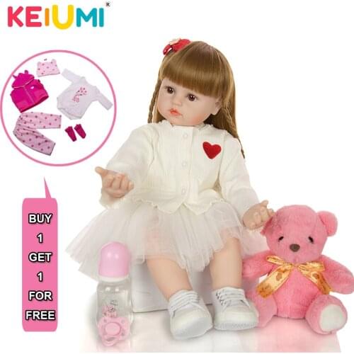 KEIUMI New Arrival Reborn Baby Doll Menina 24 Inch Realistic Silicone Vinyl Newborn Reborn Toddler Toys DIY Dressup Gift Sets