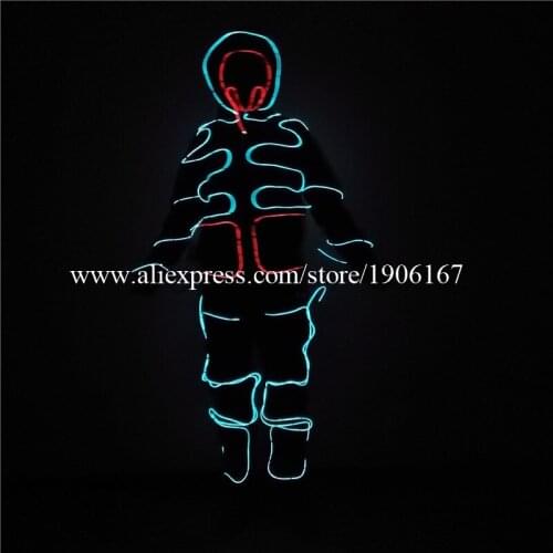 New Design EL Wire Dance Suit Led Cold Light Party Clothing Light Up Halloween Christmas Stage Performance Ballroom Costume
