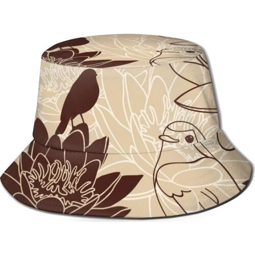 CINESSD 2021 Men Women Summer Floral And Bird Background Bucket Hat Bob Fisherman hat Outdoor Travel Sun Visor Fashion Panama